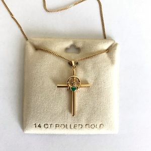 Solvar 14ct rolled gold Claddagh Cross and Chain